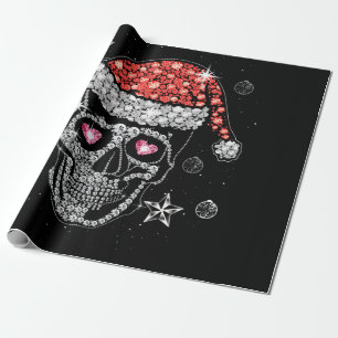 Skull Diamond mit Weihnachtsmannmütze Christmas P Geschenkpapier