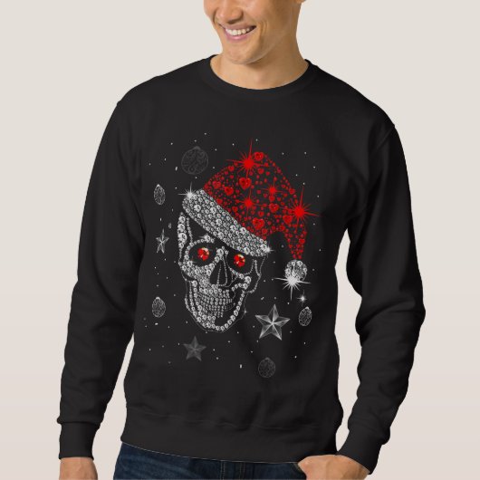 Skull Diamond Santa Hat Ohrts Christmas Pajama Xma Sweatshirt (Vorderseite)
