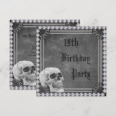 Skull & Diamonds Doppelseitig 19. Geburtstag Einladung (Vorne/Hinten)