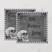 Skull & Diamonds Doppelseitig 25. Geburtstag Einladung (Vorne/Hinten)