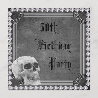 Skull & Diamonds Doppelseitig 50. Geburtstag Einladung