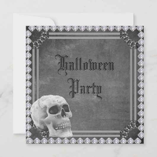 Skull & Diamonds Doppelseitiges Halloween Einladung (Vorderseite)