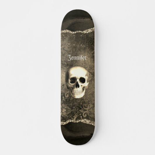 Skull Distressed Gothic Personalisiert Skateboard (Vorne)