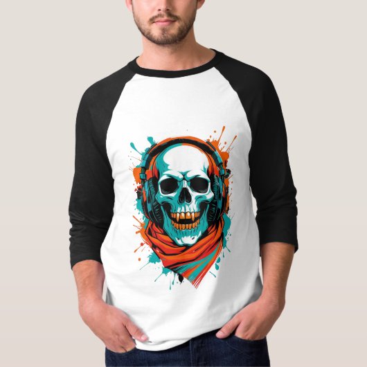 Skull DJ Headphones - Street Art Vibe Music T-Shir T-Shirt (Vorderseite)