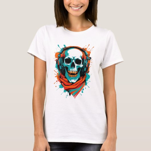 Skull DJ Headphones - Street Art Vibe Music T-Shir T-Shirt (Vorderseite)