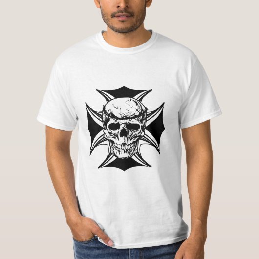 Skull-Dorn-Krone-Kunst T-Shirt (Vorderseite)