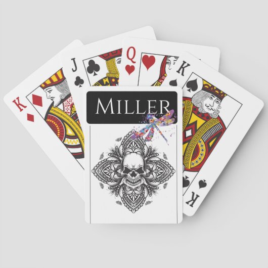 Skull-Dragonfly-Illustration zum Spielen von Karte Spielkarten (Rückseite)