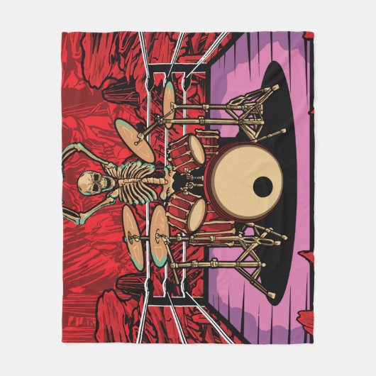 Skull Drummer: Wrestler Ring Illustration Fleecedecke (Vorderseite)