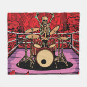 Skull Drummer: Wrestler Ring Illustration Fleecedecke (Vorderseite (Horizontal))