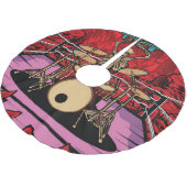Skull Drummer: Wrestler Ring Illustration Polyester Weihnachtsbaumdecke (Schrägansicht)