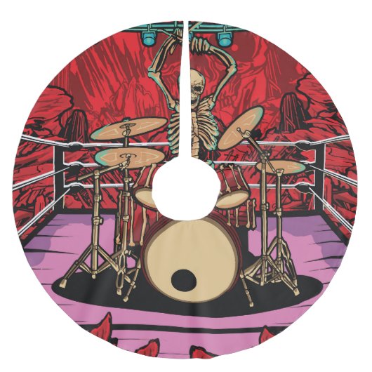Skull Drummer: Wrestler Ring Illustration Polyester Weihnachtsbaumdecke (Vorderseite)
