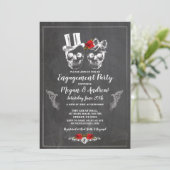 Skull Engagement Party Halloween Gothic-Einladung Einladung (Stehend Vorderseite)