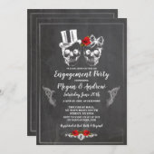 Skull Engagement Party Halloween Gothic-Einladung Einladung (Vorne/Hinten)