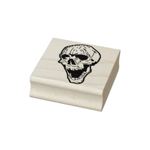 Skull face 3 Briefmarke zur Illustration Gummistempel