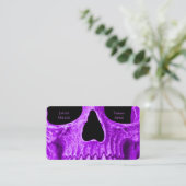 Skull Face Gothic Neon Lila Black Tattoo Shop Telefonnummerkarte (Stehend Vorderseite)