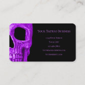 Skull Face Gothic Neon Lila Black Tattoo Shop Telefonnummerkarte (Rückseite)
