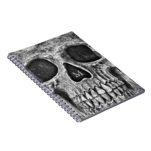 Skull Face Gothic Schwarz-weißer Cooler Macabre Notizblock (Rechte Seite)