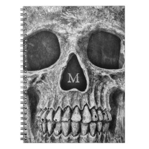 Skull Face Gothic Schwarz-weißer Cooler Macabre Notizblock