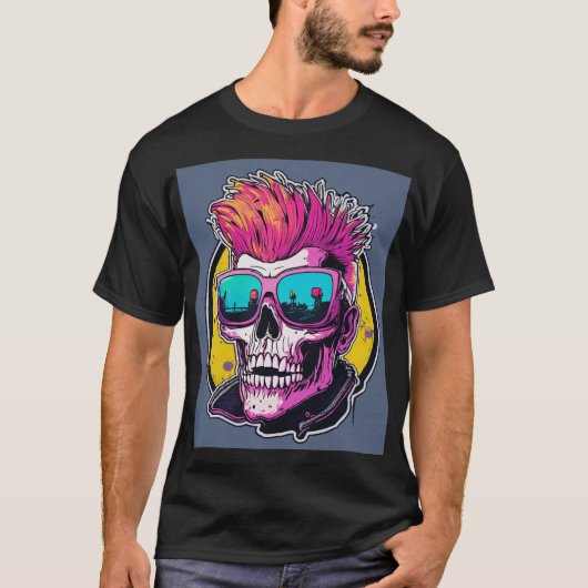 "Skull-Face Graphic T - Shirt" T-Shirt (Vorderseite)