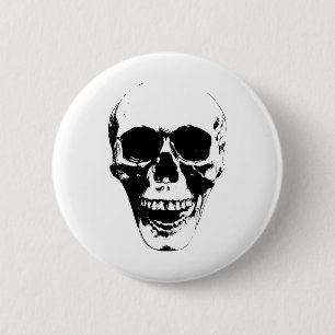 Skull Face Silhouette Grunge Rock Graphic Hallowee Button