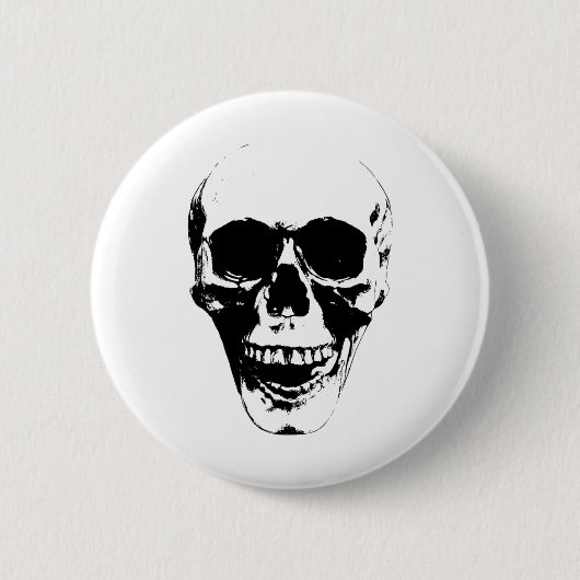 Skull Face Silhouette Grunge Rock Graphic Hallowee Button (Vorderseite)