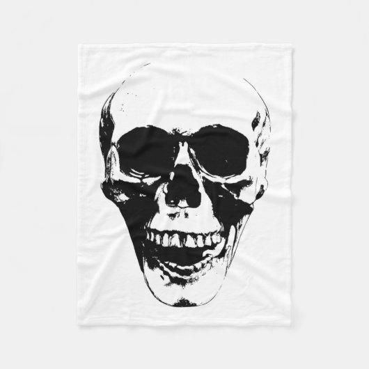 Skull Face Silhouette Grunge Rock Graphic Hallowee Fleecedecke (Vorderseite)
