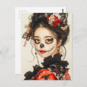 Skull Face Woman Postkarte (Vorne/Hinten)