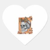 Skull Fall Bow Halloween Herz-Aufkleber (Vorderseite)