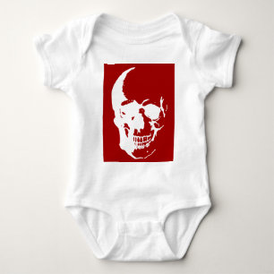 Skull - Fantasy Art aus dem Roten und Weißen Metal Baby Strampler