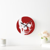 Skull - Fantasy Art aus dem Roten und Weißen Metal Runde Wanduhr (Zuhause)