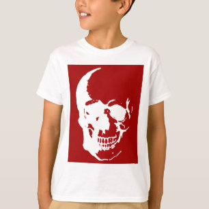 Skull - Fantasy Art aus dem Roten und Weißen Metal T-Shirt