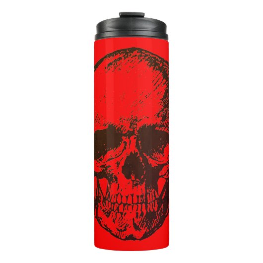 Skull Fantasy Pop Art Rock Punk Heavy Metal Rot Thermosbecher (Vorderseite)