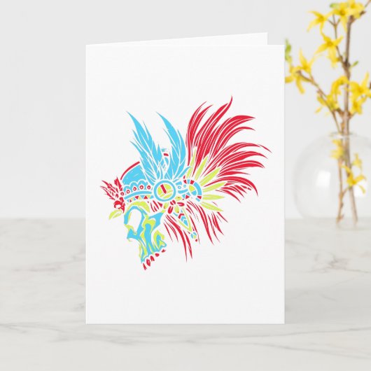 Skull Feather PopArt Karte (Gelbe Blume)