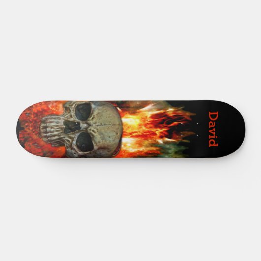 Skull Fire Flames Custom Skateboard (Horizontal)