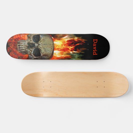 Skull Fire Flames Custom Skateboard (Horizontal)