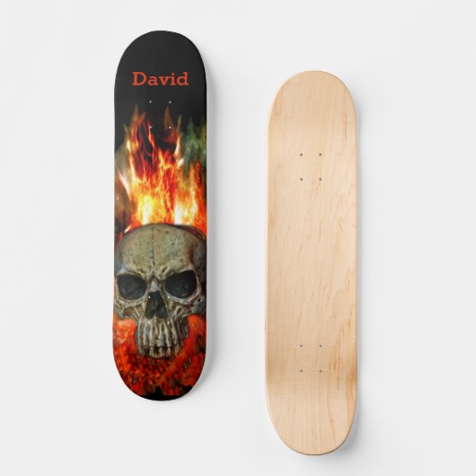 Skull Fire Flames Custom Skateboard (Vorderseite)