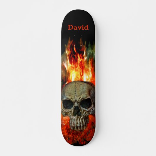Skull Fire Flames Custom Skateboard (Vorne)