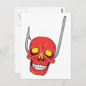 Skull ~ Fish Hook Tattoo Skull Fantasie Art Postkarte (Vorne/Hinten)