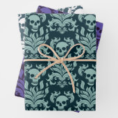 Skull Flame Damask - blaue und lila Sammlung Geschenkpapier Set (Beispiel)