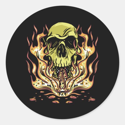 Skull Flames Bestes Geschenk Runder Aufkleber (Vorderseite)