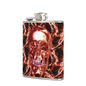 Skull-Flasche mit Elektrischem Rotem Chrome Flachmann (Links)
