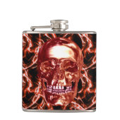 Skull-Flasche mit Elektrischem Rotem Chrome Flachmann (Vorderseite)