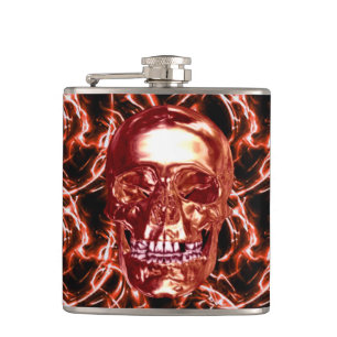 Skull-Flasche mit Elektrischem Rotem Chrome Flachmann