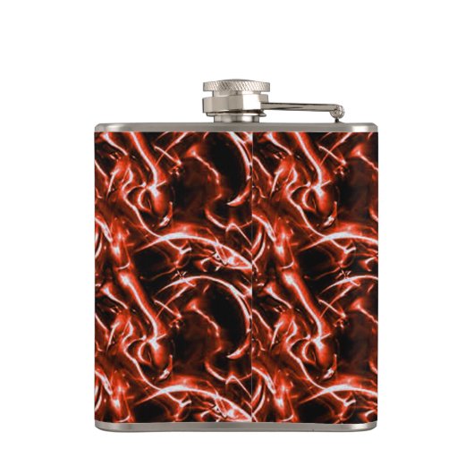 Skull-Flasche mit Elektrischem Rotem Chrome Flachmann (Rückseite)