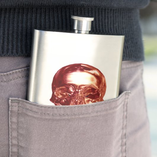 Skull-Flask Red Chrome Flachmann (Beispiel)