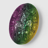 Skull Fleur De Lis Große Wanduhr (Winkel)