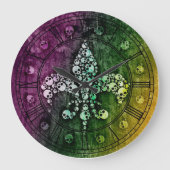 Skull Fleur De Lis Große Wanduhr (Vorderseite)