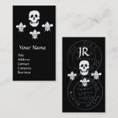 SKULL,FLEUR DE LISE/ANTIQUE PIRATES TREASKARTEN VISITENKARTE (Vorne/Hinten)