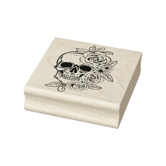 Skull Floral Art Gummistempel (Stempel)