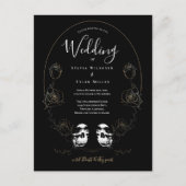 Skull Floral Black Gothic Einladungspostkarte (Vorderseite)